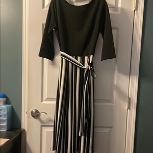Black and White Tie Front A-Line Dress